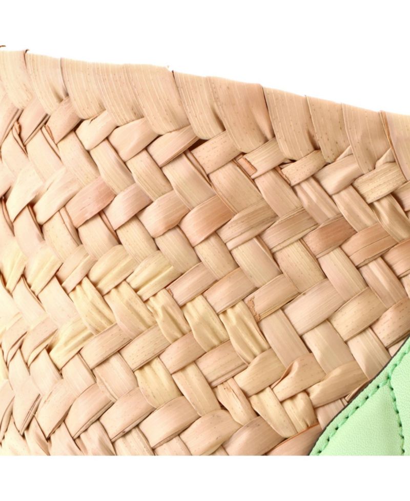 Small Logo Open Tote Woven Raffia