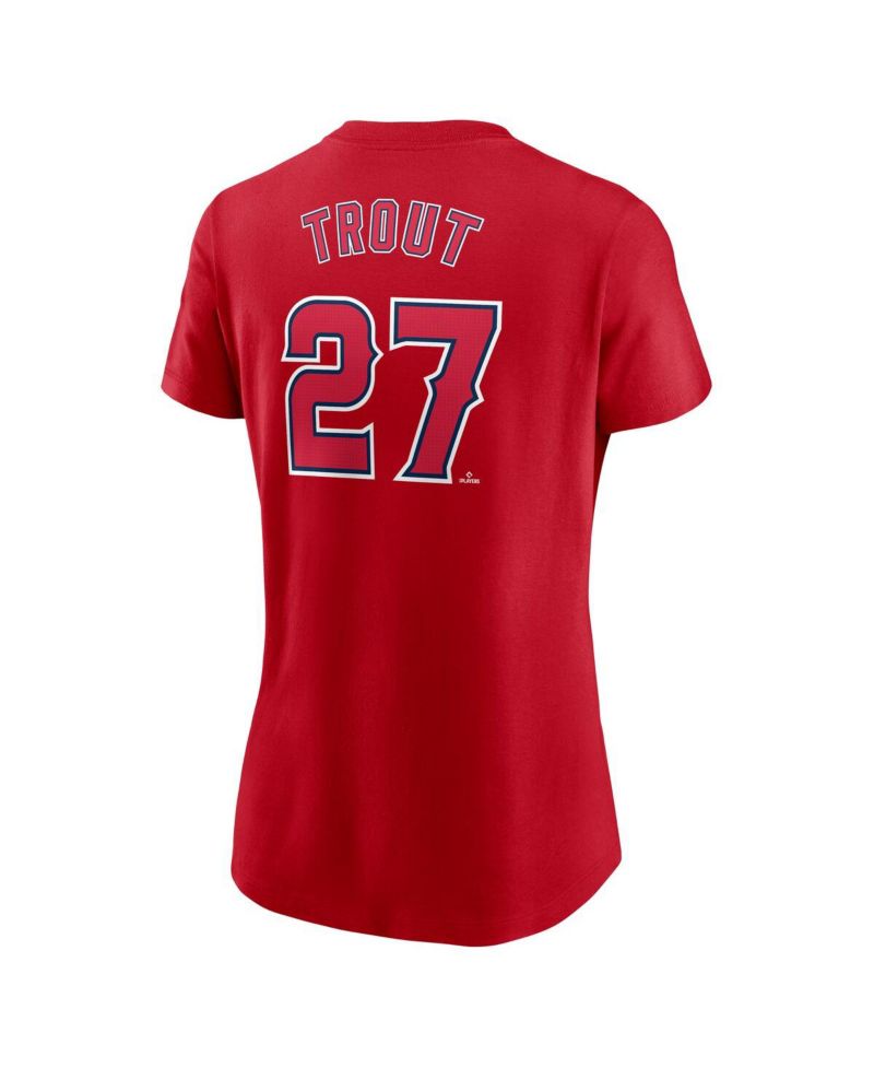 Women's Mike Trout Red Los Angeles Angels Fuse Name & Number T-Shirt