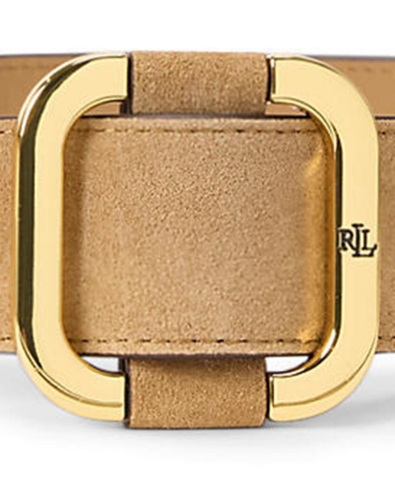 Leather Square Slide Buckle Wide Belt