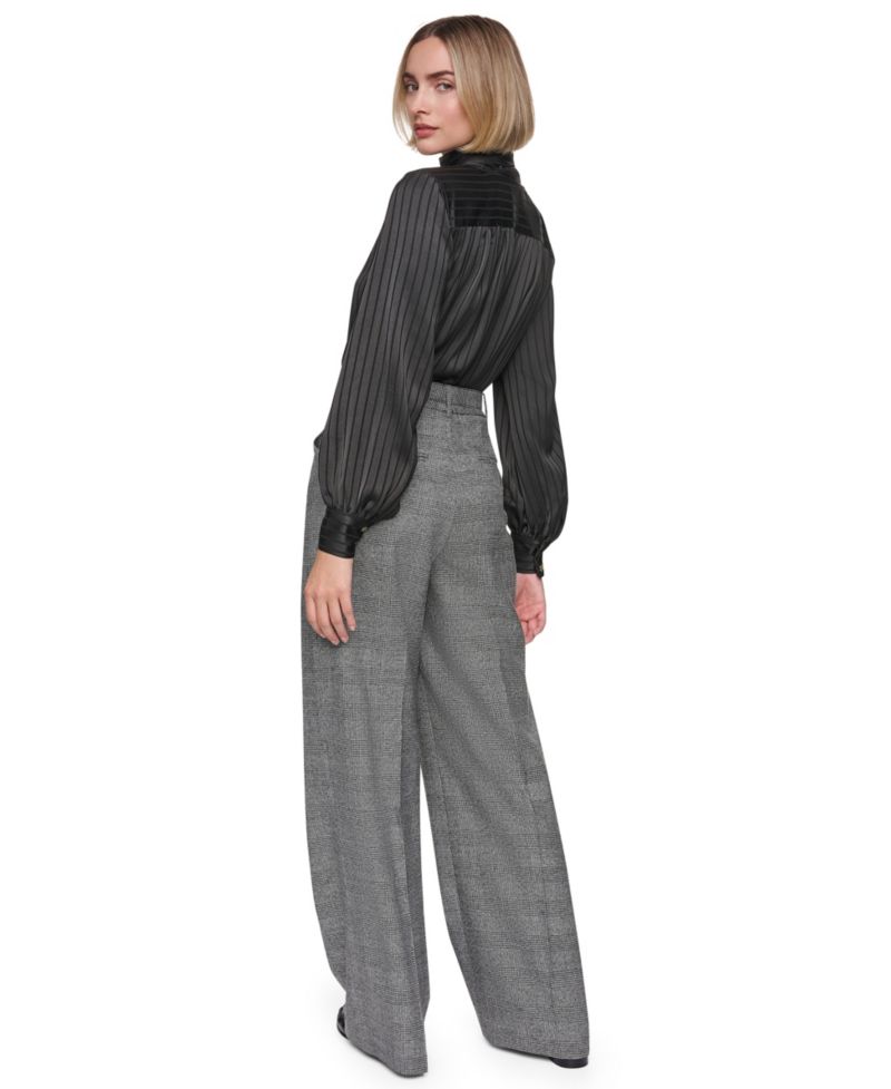 Women's Bow-Blouse Long-Sleeve Collared Top