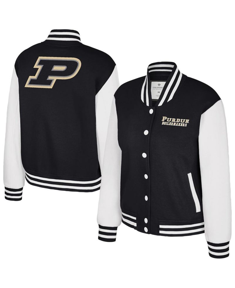 Women's Black Purdue Boilermakers French Baguette Full Snap Fleece Jacket