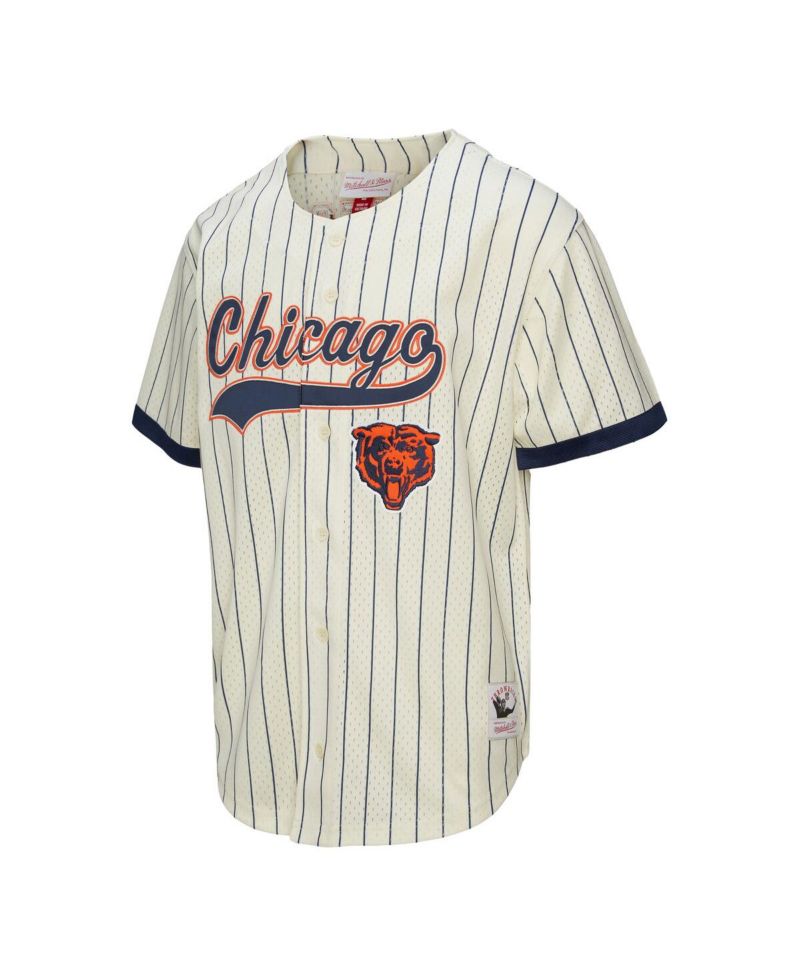 Men's Walter Payton Cream Chicago Bears Name & Number Mesh Button-Up Baseball Jersey