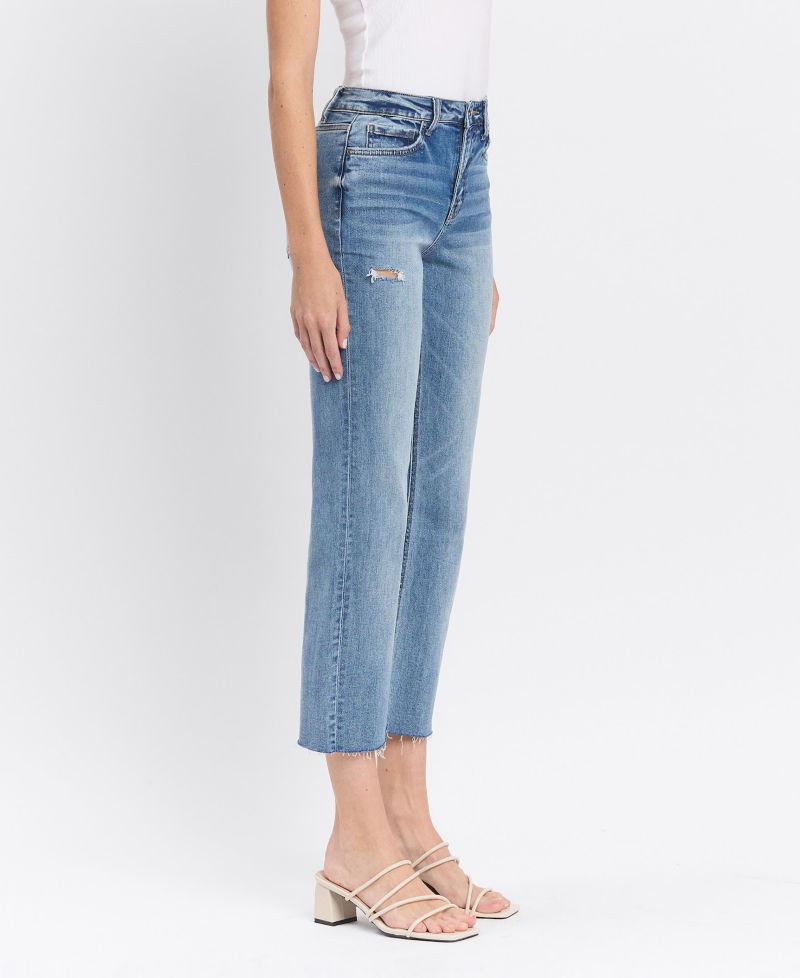 Women's High Rise Crop Straight Jeans