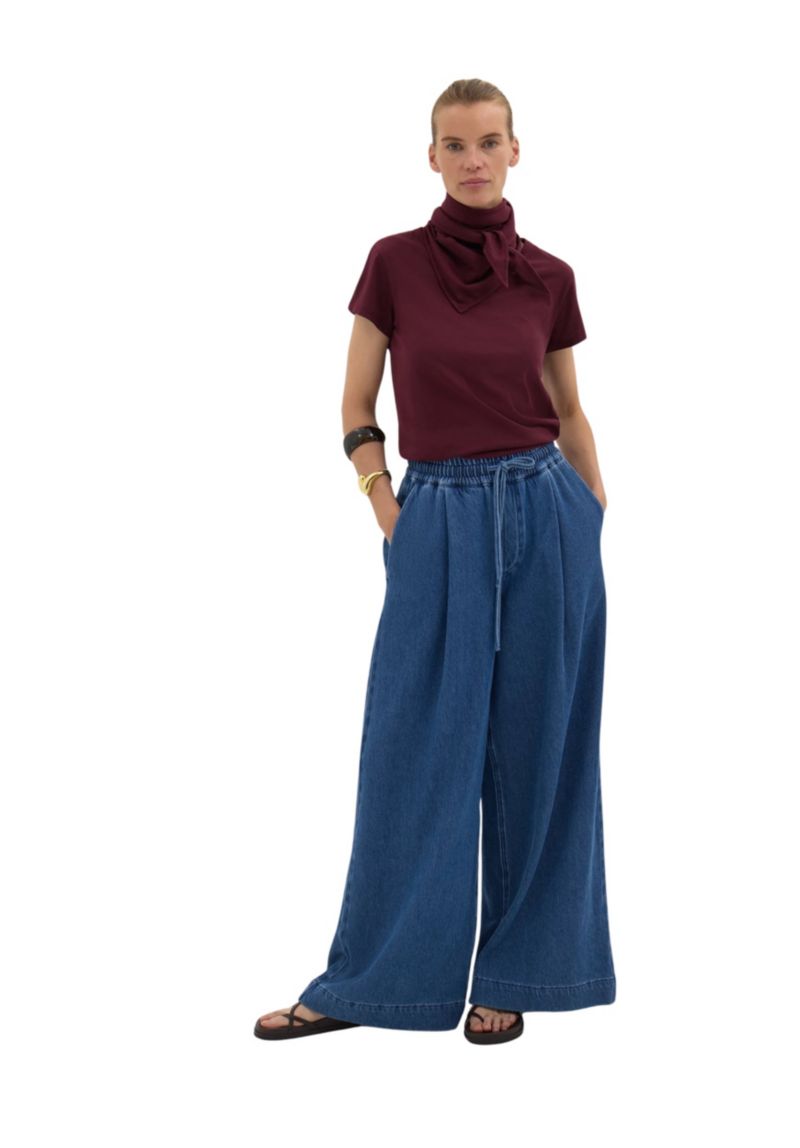 Women's Minna Slim Fit Scarf Detail Slub T-Shirt
