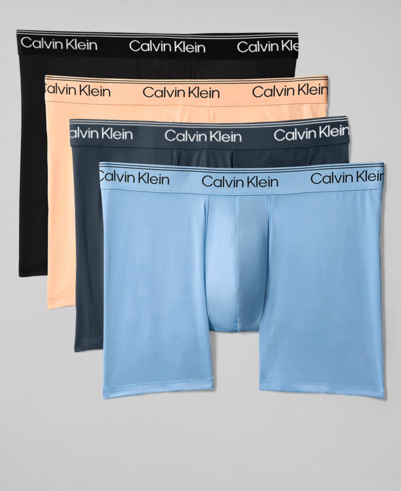 Men's Microfiber Stretch Boxer Briefs Underwear, 4-Pack