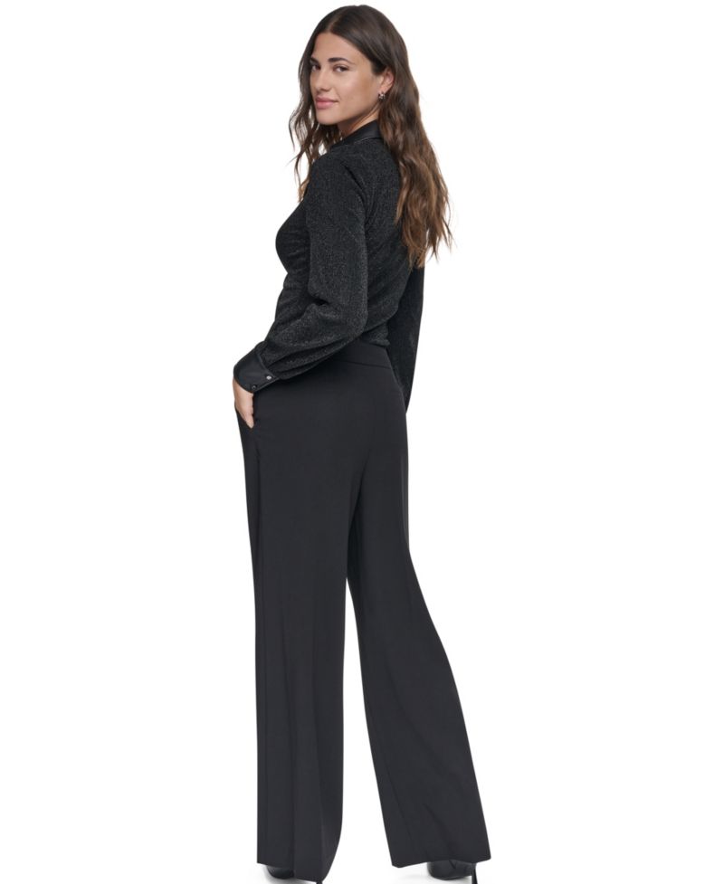 Women's High-Waisted Wide-Leg Belted Pants