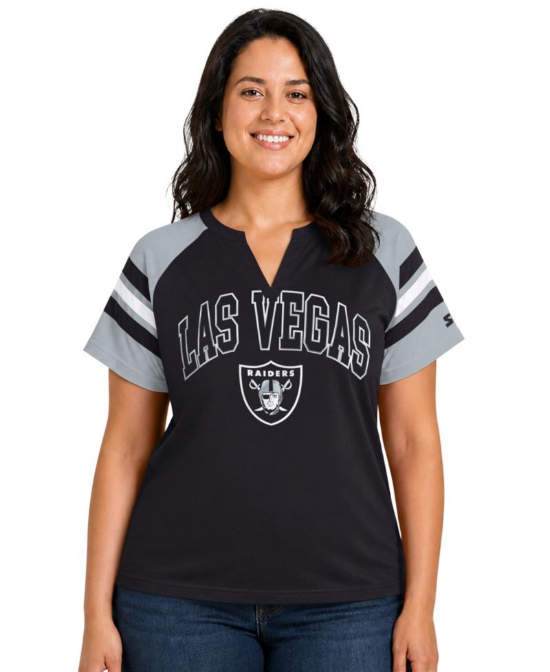 Plus Size Las Vegas Raiders Game On Notch Neck Raglan T-Shirt