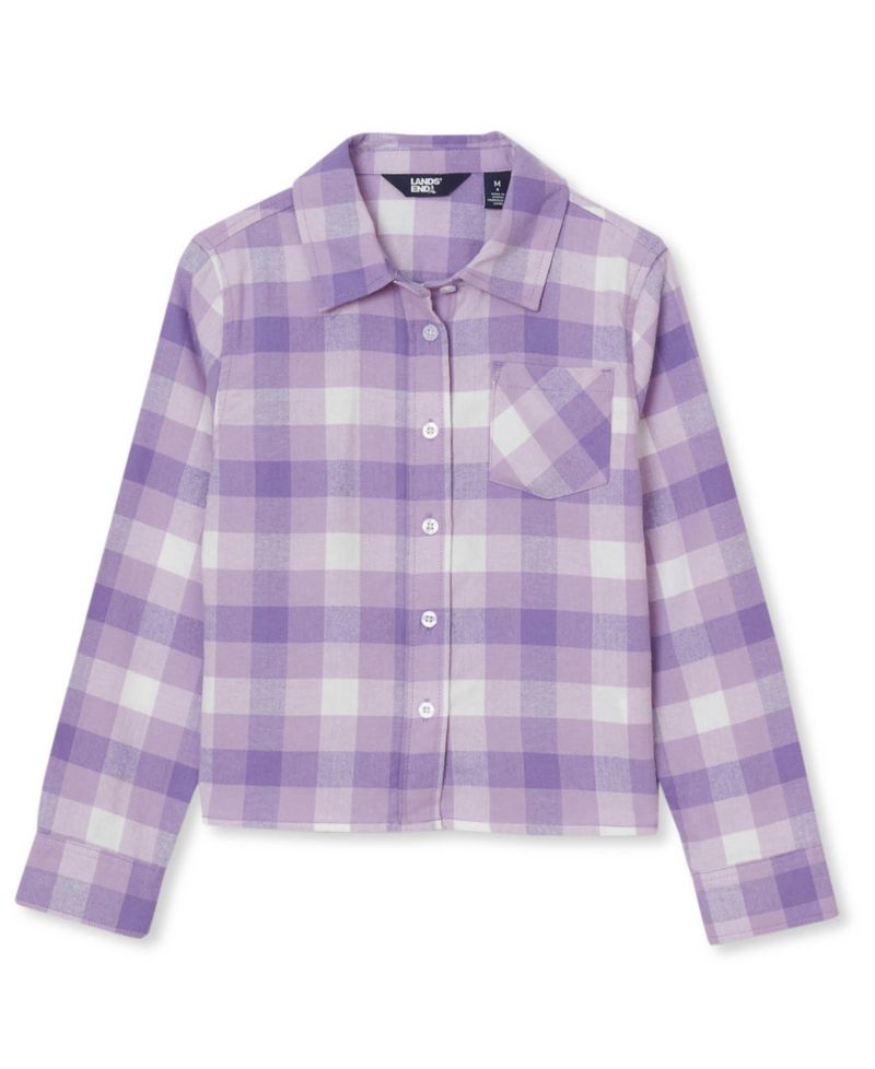 Girls Long Sleeve Cropped Flannel Shirt