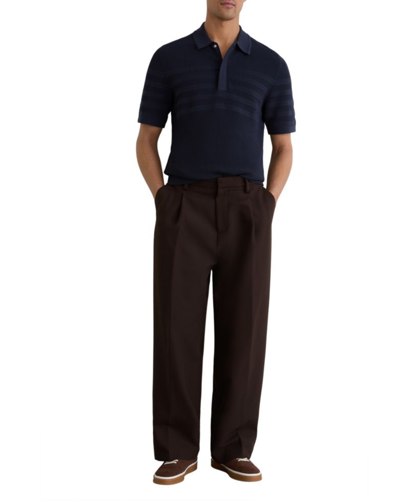 Men's Falklands Cotton-Blend Textured-Knit Half-Zip Polo Shirt