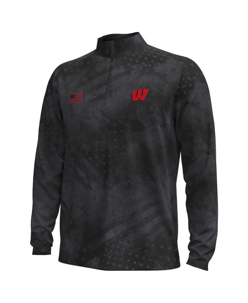 Men's Black Wisconsin Badgers Freedom Collection ArmorFuse Half-Zip Sweatshirt