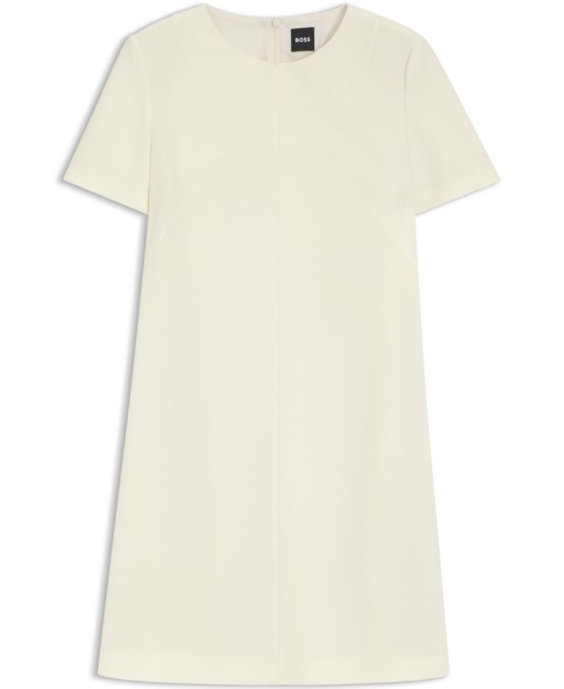 BOSS by Women's Dinderah Japanese Crepe Short-Sleeve Shift Dress with Pockets