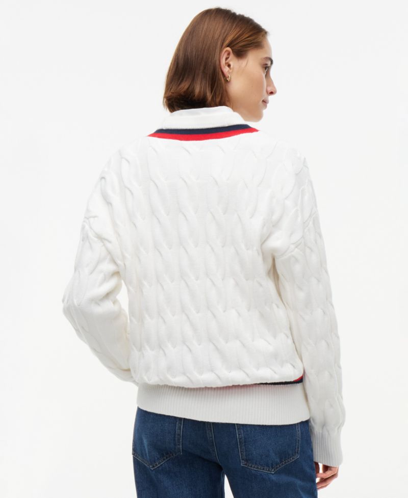 Women's Cricket Cable-Knit V-Neck Oversized Sweater