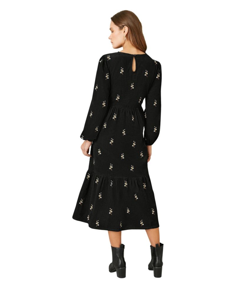 Women's Long Sleeve Midi Floral Dress