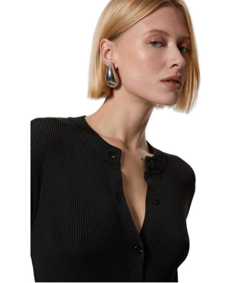 Women's Button Through Ribbed Maxi Dress