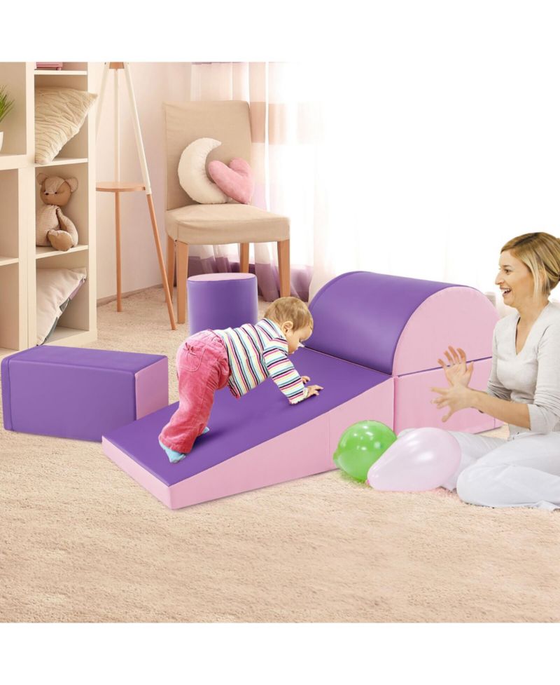 5 PCS Kids Climb and Crawl Activity Playset Soft Foam Block Toddler Play Structure