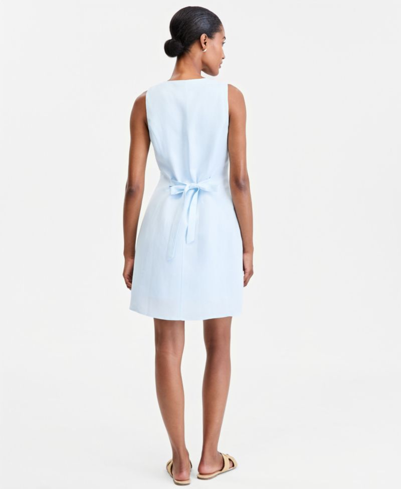 Women's Linen-Blend V-Neck Mini Dress