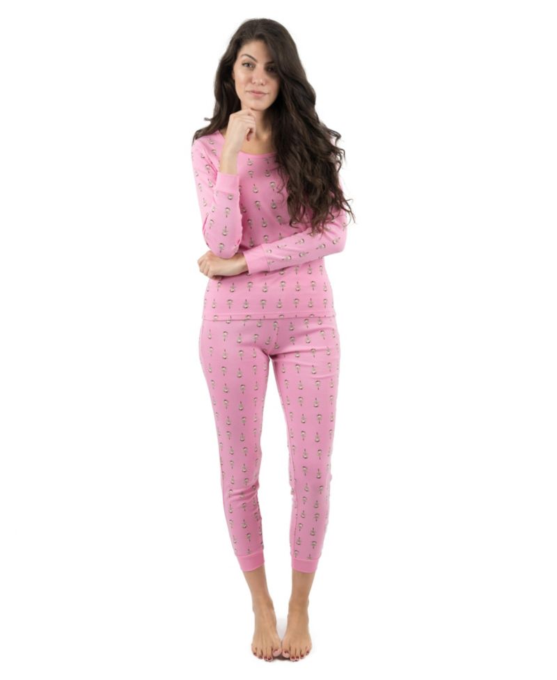 Women's Matching Family Two-Piece Cotton Long Sleeve Shirt and Pants Print Pajamas