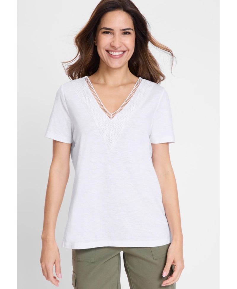 Women's Modern Eyelet V-Neck T-Shirt