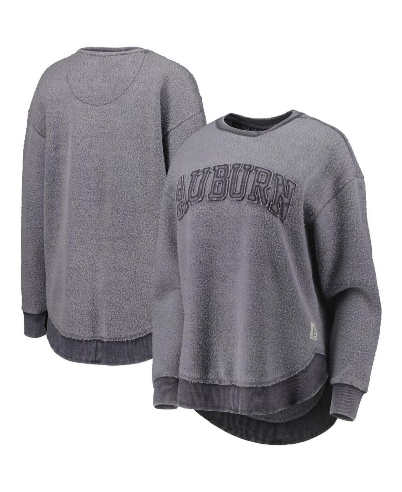 Women's Navy Distressed Auburn Tigers Ponchoville Pullover Sweatshirt