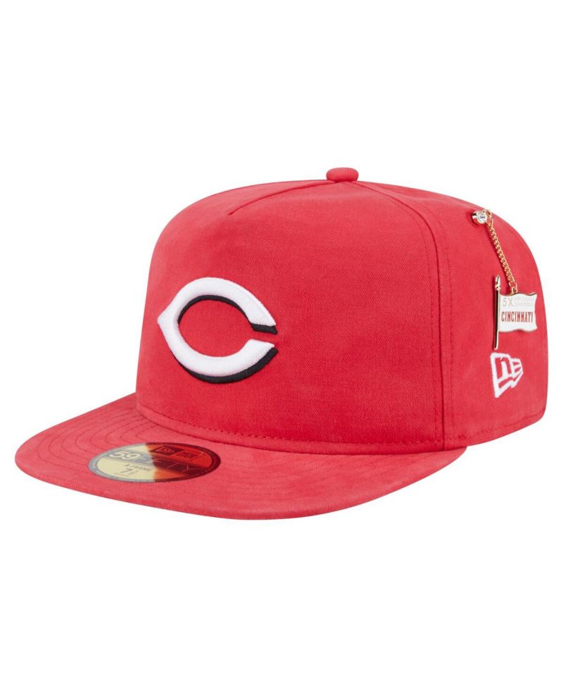 Men's Red Cincinnati Reds Championship Side Flag A-Frame 59FIFTY Fitted Hat