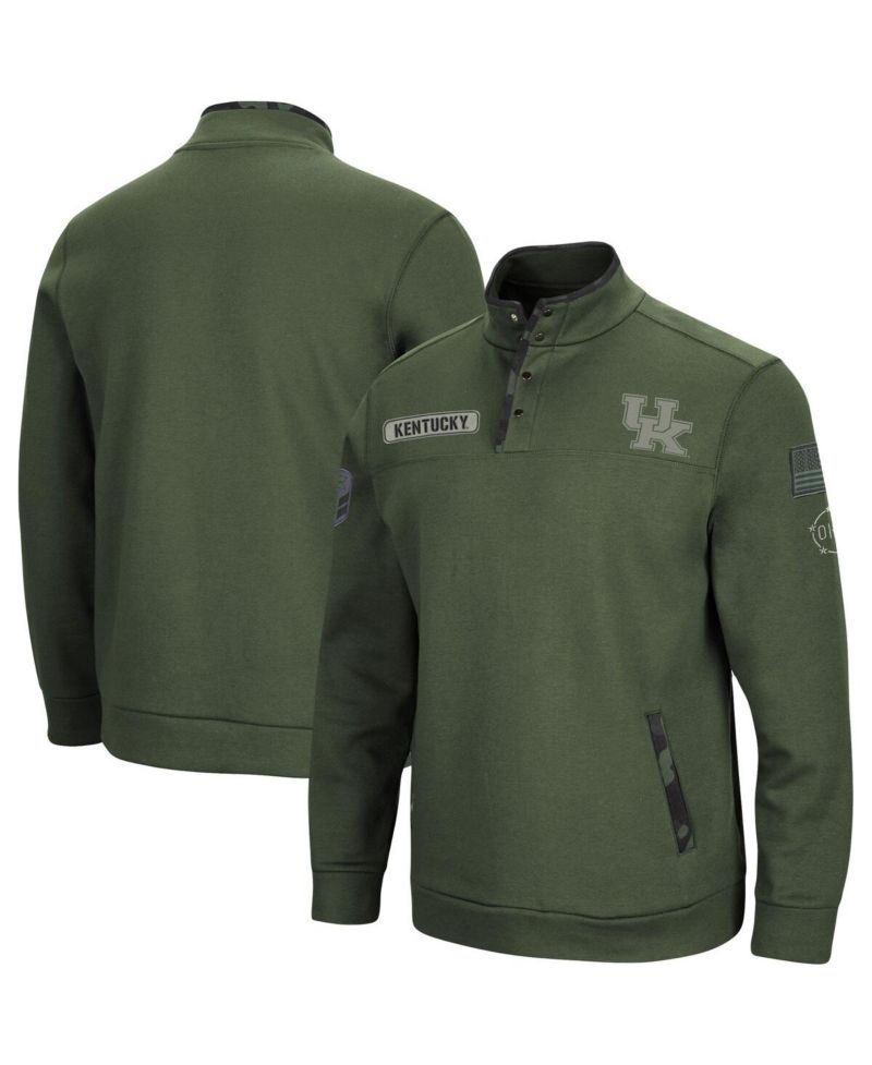 Men's Olive Kentucky Wildcats OHT Military-Inspired Appreciation Digital Camo Quarter-Snap Jacket