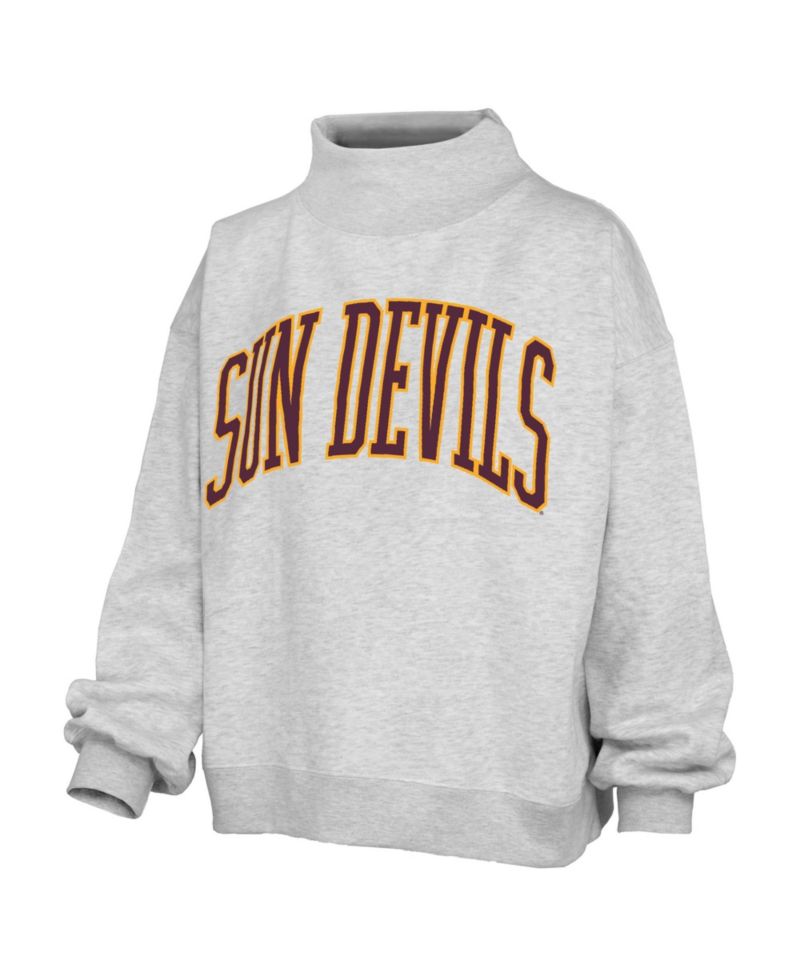 Women's Gray Arizona State Sun Devils Oversized Nelson Mock Neck Sweatshirt