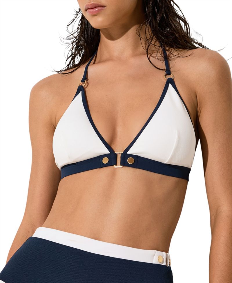 Women's Saskia Contrast Halterneck Triangle Bikini Top