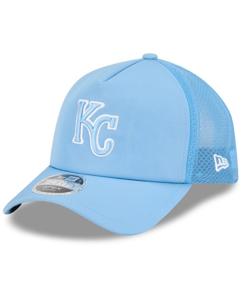 Men's Light Blue Kansas City Royals 2026 Batting Practice Apex 9FORTY Adjustable Trucker Hat
