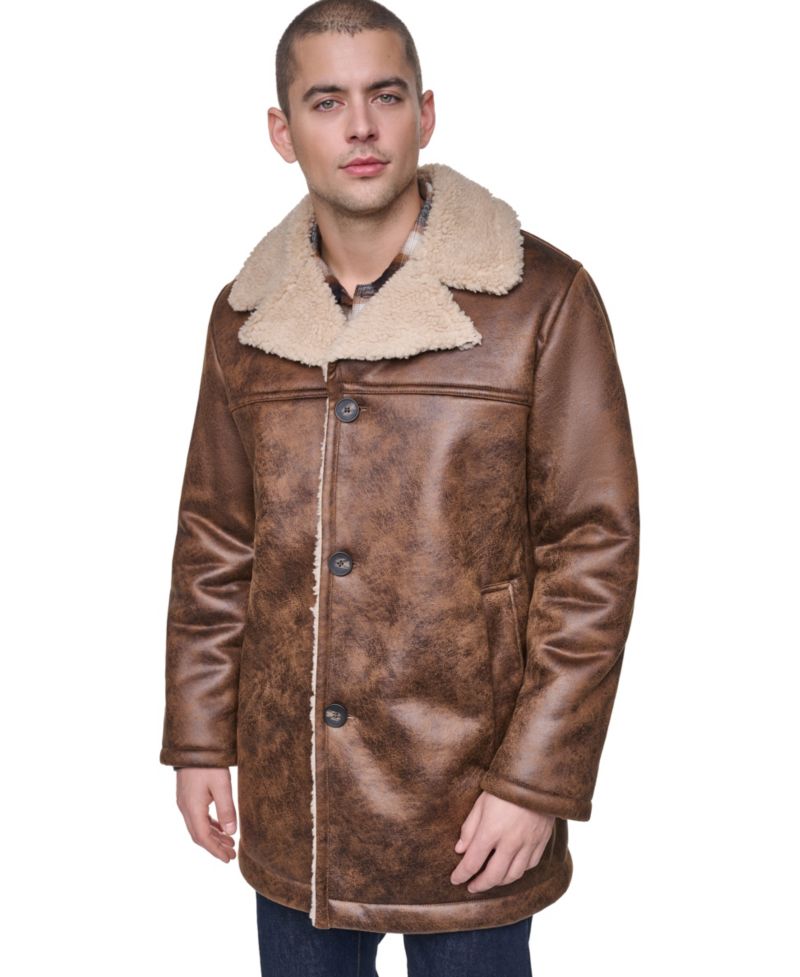 Men's Full Length Faux Shearling Jacket