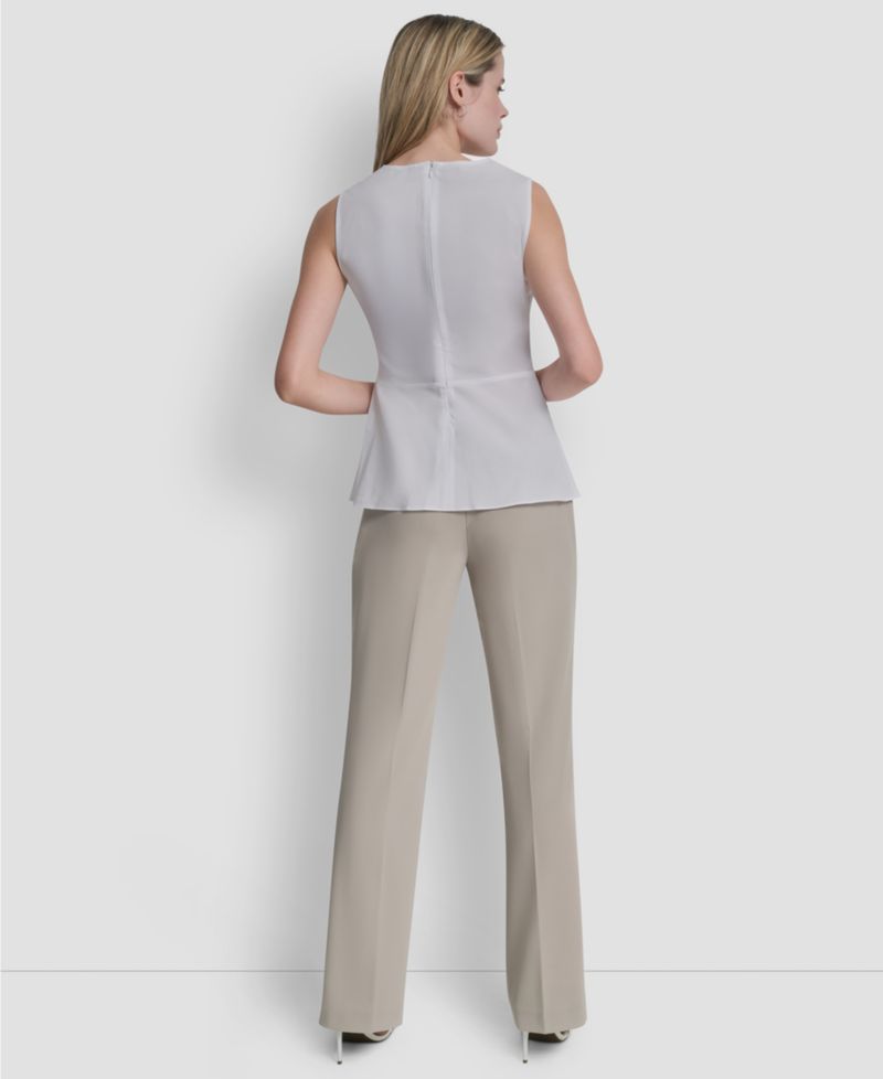 Women's Sleeveless Cotton Polin Ruched Front Top