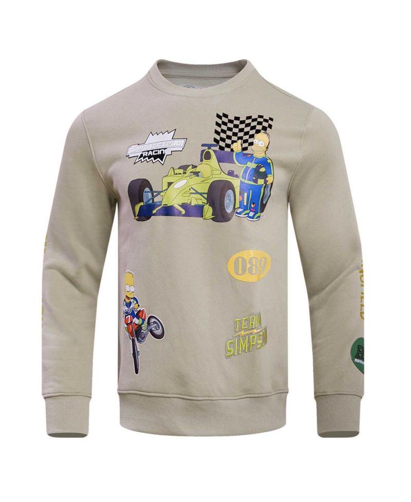 Men's and Women's Khaki The Simpsons Racing Simpsons Pullover Sweatshirt