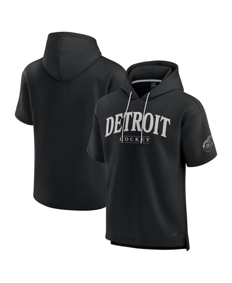 Men's Black Detroit Red Wings Elements Ready Short Sleeve Pullover Hoodie