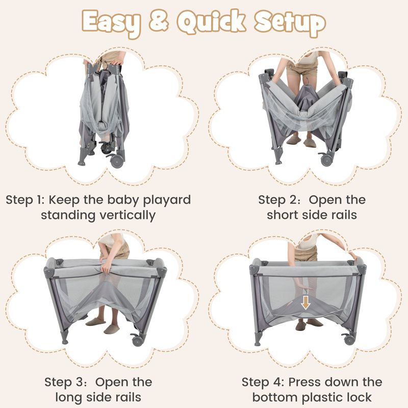 5 in 1 Baby Playard Nursery Center with Cradle Storage Basket