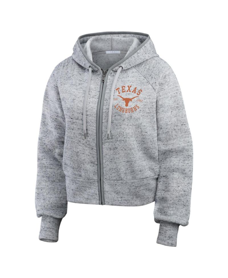 Women's Heather Gray Texas Longhorns Wear Speckle Double-Hit Raglan Full-Zip Hoodie