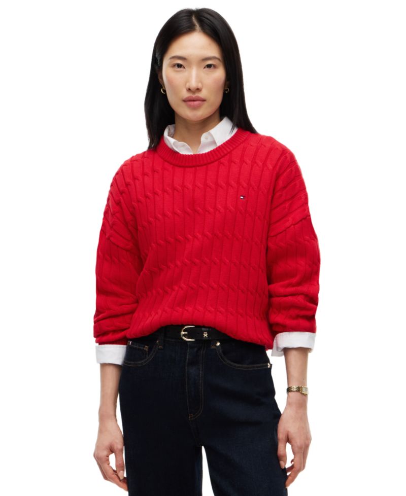 Women's Cable-Knit Crewneck Sweater