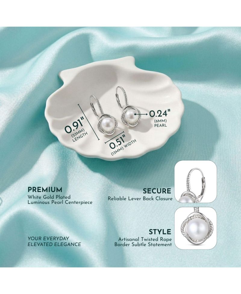 Timeless White Gold Plated Pearl Twisted Rope Earrings