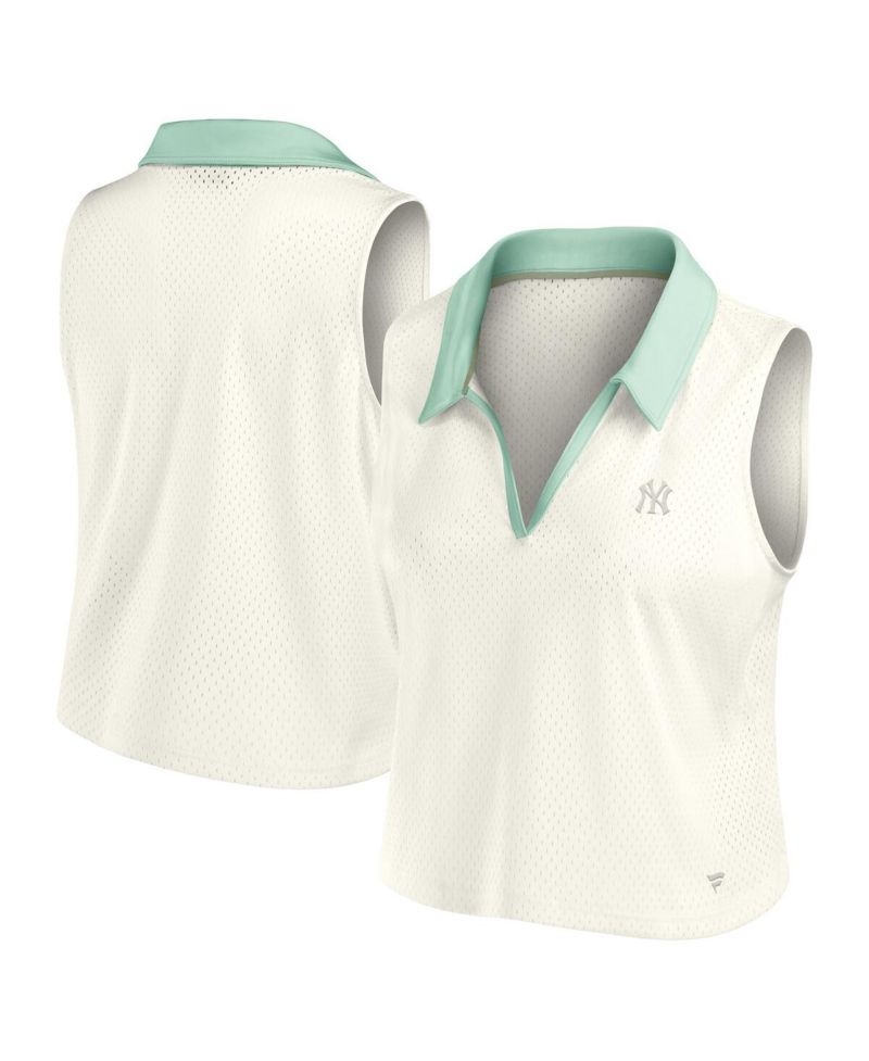 Women's Cream New York Yankees Studio Wellness V-Neck Tank Top