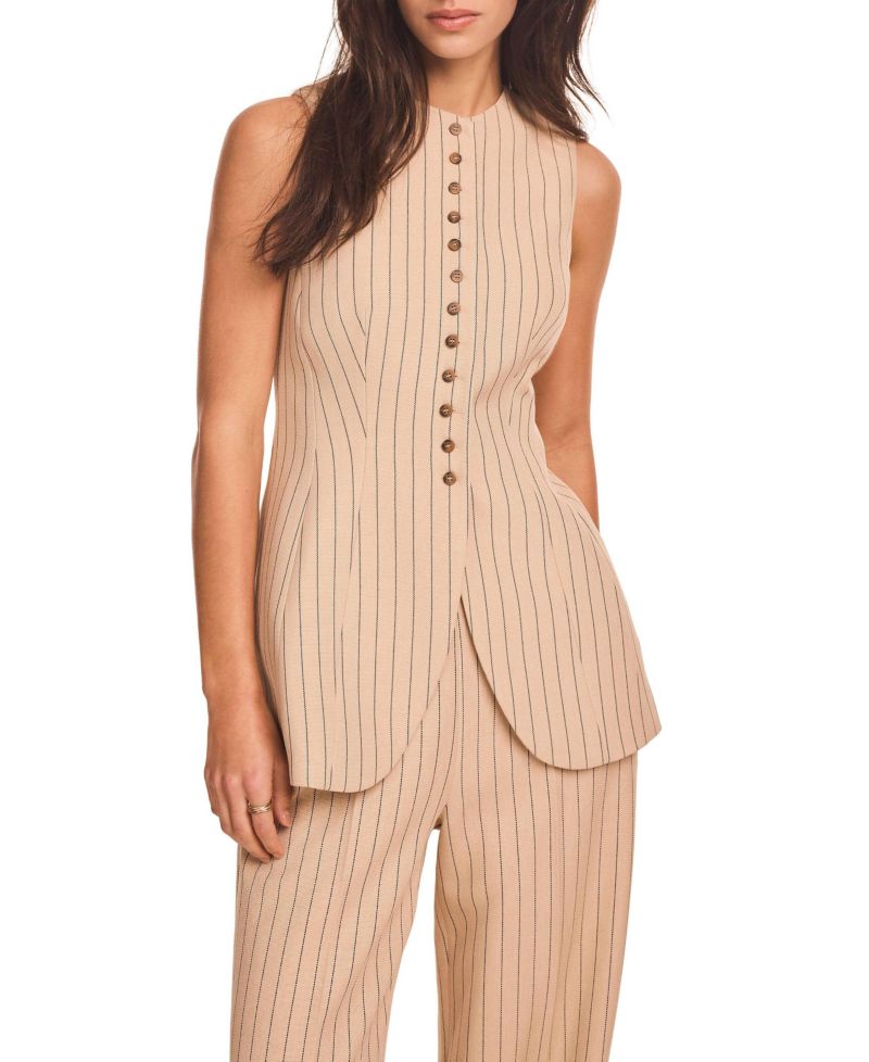 Women's Pinstripe Longline Waistcoat