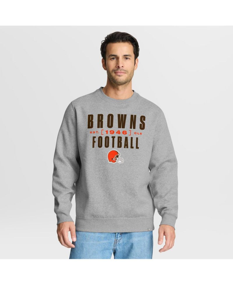 Men's Heather Gray Cleveland Browns Powerful Throw Legacy Pullover Sweatshirt