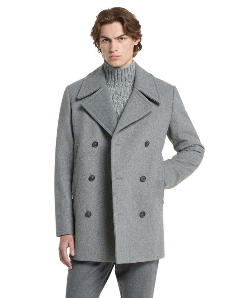 Men's Double-Breasted Wool-Blend Peacoat