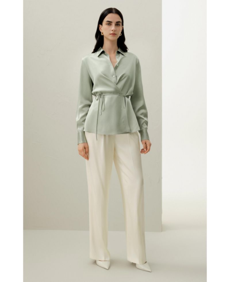Women's Convertible Silk Charmeuse Shirt