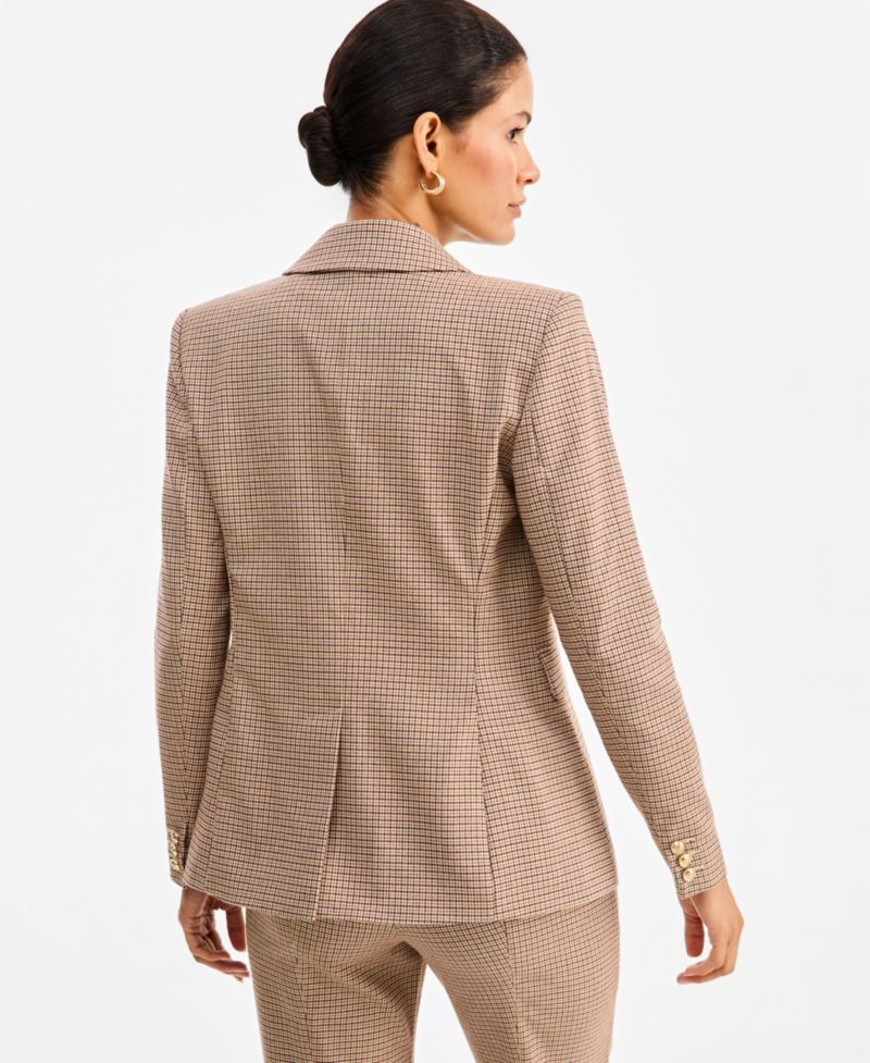 Women's Double-Breasted Houndstooth Blazer