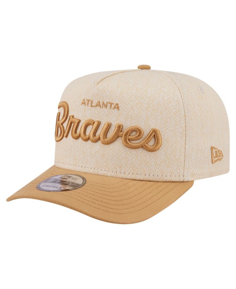 Men's Cream Atlanta Braves Herringbone 9FIFTY A-Frame Snapback Hat