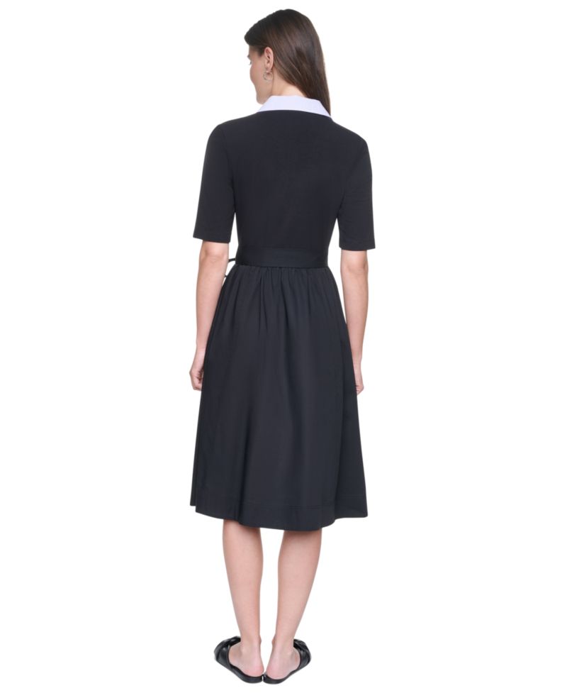 Women's Collared Short-Sleeve Shirt-Dress