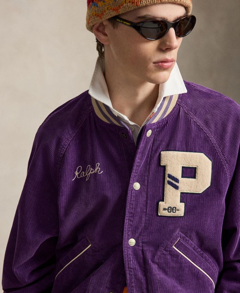 Men's Corduroy Varsity Raglan-Sleeve Jacket