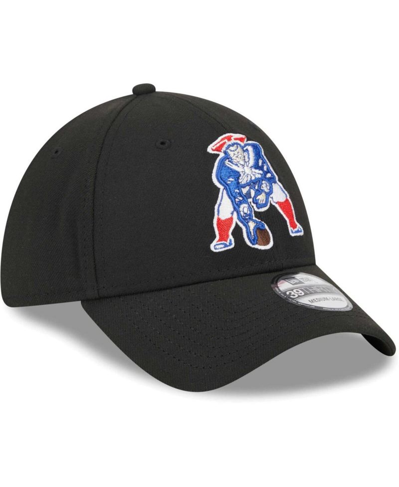 Men's Black New England Patriots Throwback Main 39THIRTY Flex Hat