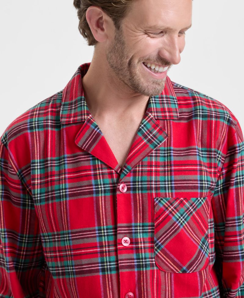 Men's Brinkley Plaid Notch Collar Matching Family Pajamas Set