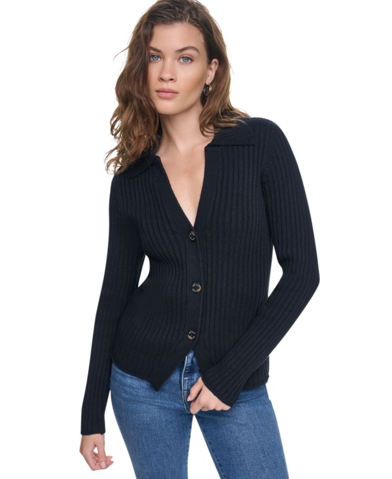 Women's Long-Sleeve Polo Cardigan