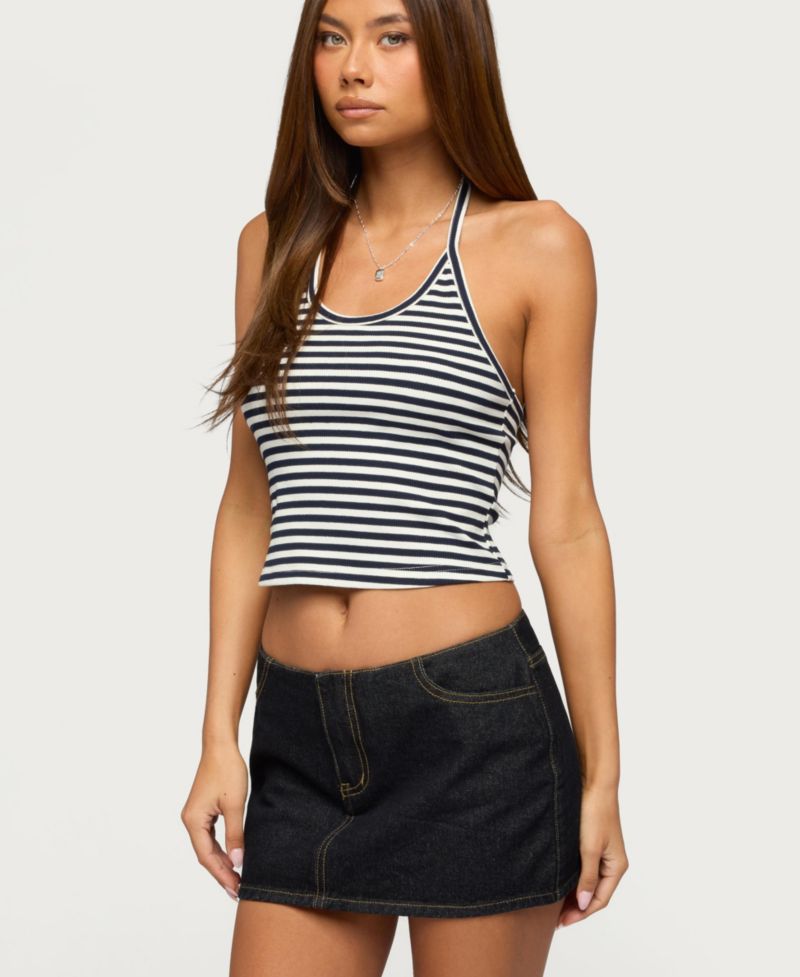 Women's Velma Striped Ribbed Halter Top
