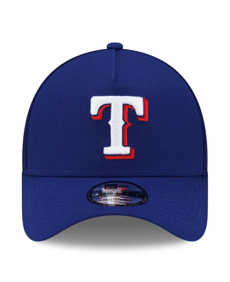 Men's Royal Texas Rangers Side Script 9FORTY A-Frame Trucker Adjustable Hat
